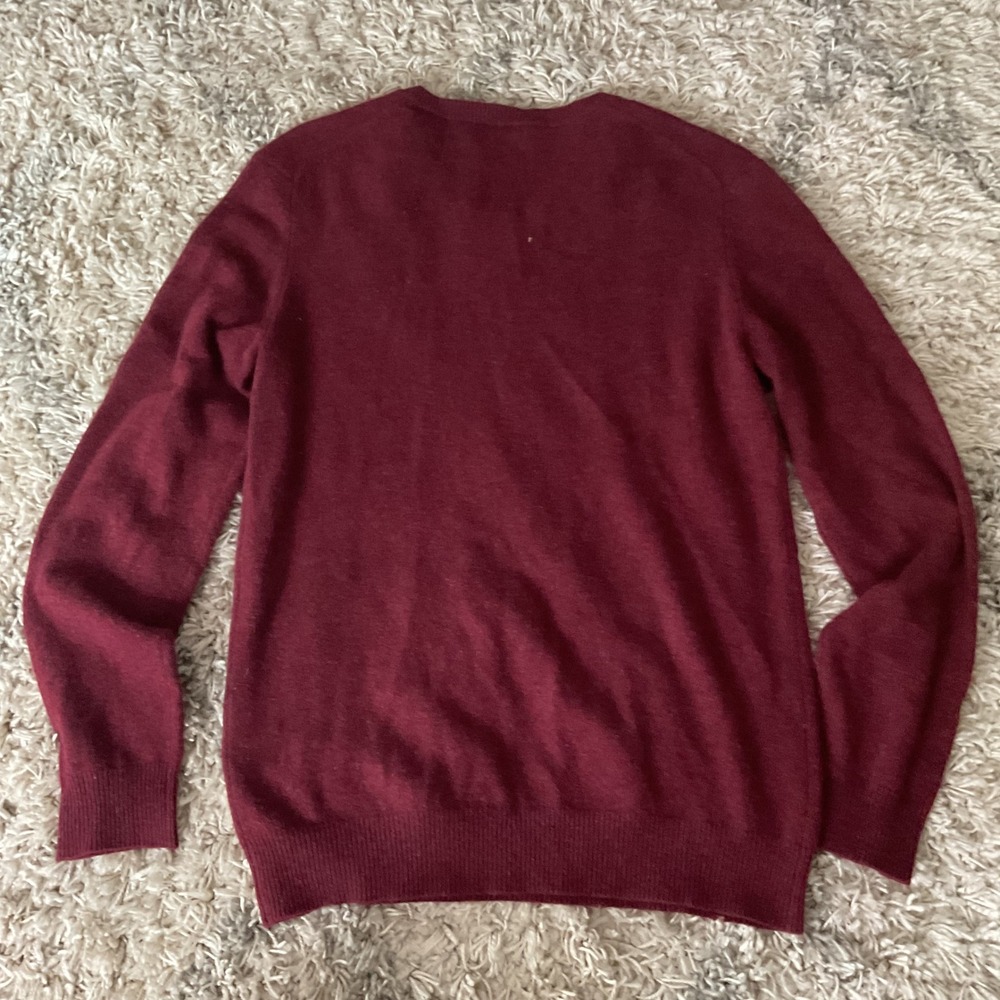 Burgundy 100% Cashmere V-Neck Sweater Womens Small 29315 FA18 Wine - Picture 8 of 13